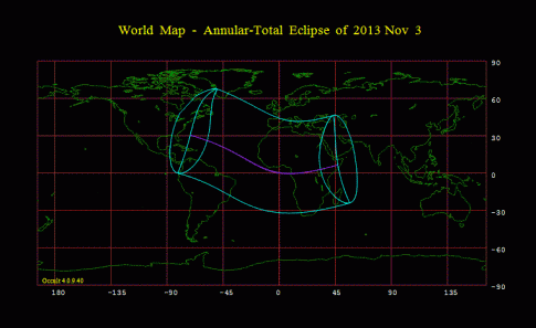 Solar Eclipse 03.11.2013 Earthmap