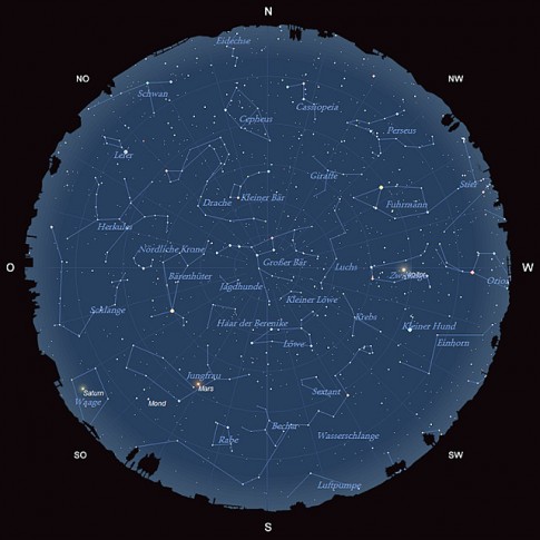 Der Sternhimmel am 15. April 2014 um 23:00 MESZ