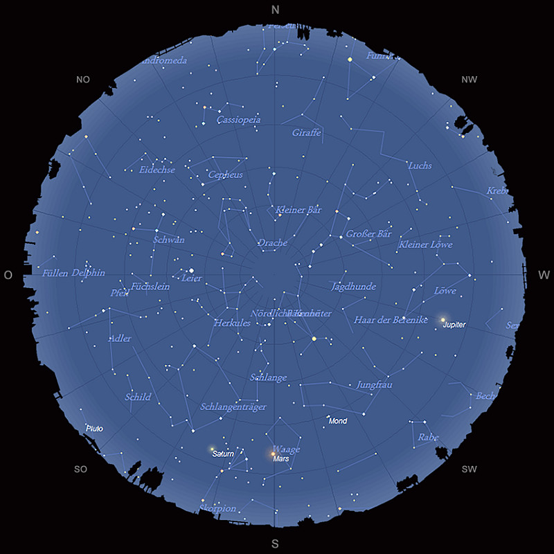Der Sternhimmel am 15. Juni 2016 um 23:00 MESZ